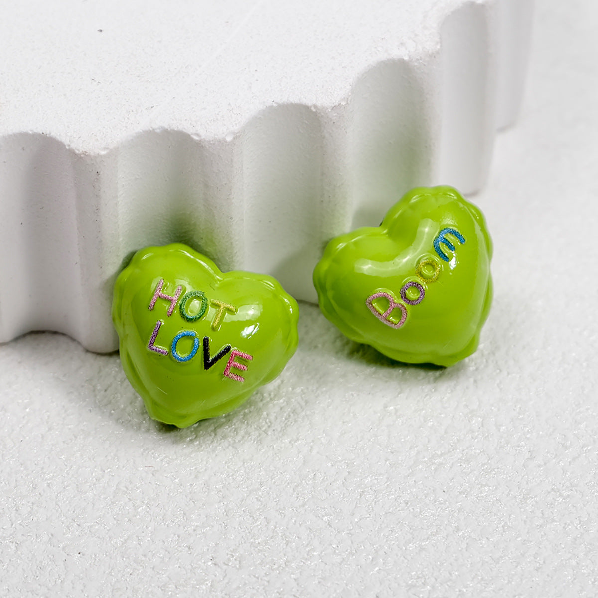 Balloon Heart Acrylic Beads 19mm Glossy Colorful Lettering 10pcs 9