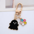 Enamel Pastel Ghost Halloween Keychain with Flower Charm Zinc Alloy 6
