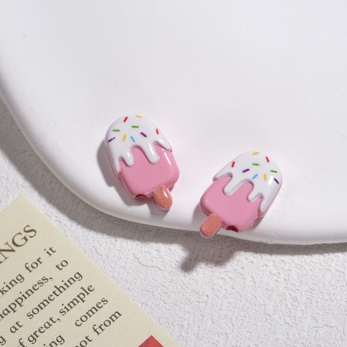 Painted Popsicle Acrylic Beads 20mm Colorful Drip Design 50pcs 9