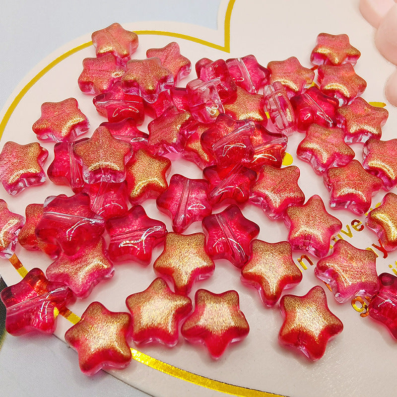 Czech Glass Beads Star 8mm Perforated Multicolor 10pcs 10