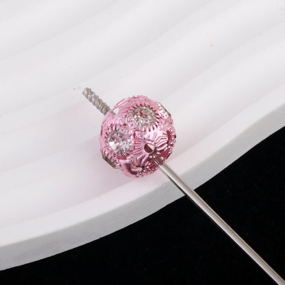 Wrinkled Alloy Rhinestone Beads 12-15mm Textured Colorful 50pcs 3
