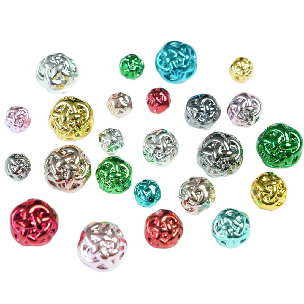Metal Colored Wool Ball Acrylic Beads 12-19mm Metallic Shine 100pcs 5