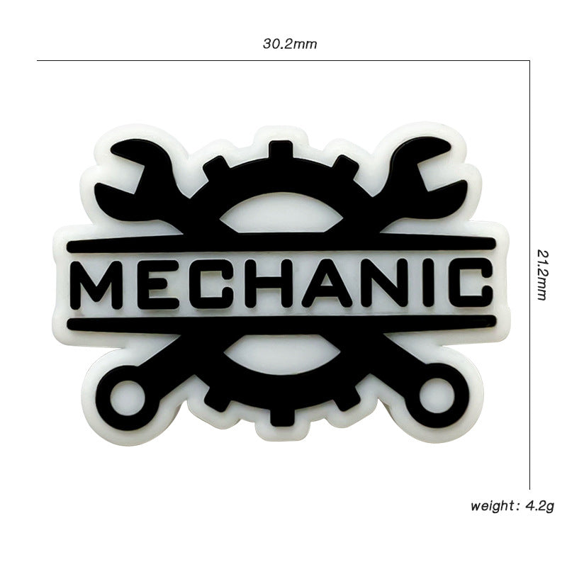 Silicone Focal Beads Technician Maintenance Black On White Mechanic Graphic 20pcs 3