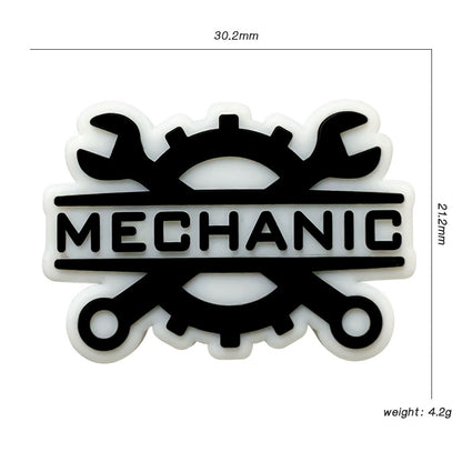 Silicone Focal Beads Technician Maintenance Black On White Mechanic Graphic 20pcs 3