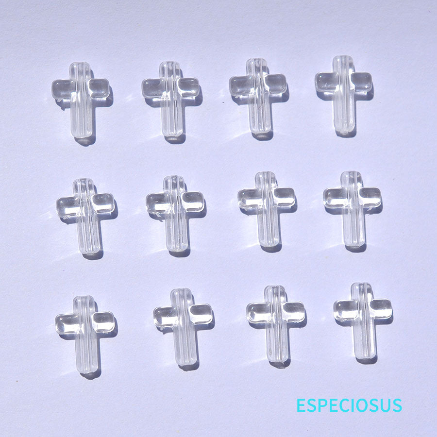 Transparent Cross Acrylic Beads 16mm Colored Glossy 100pcs 13