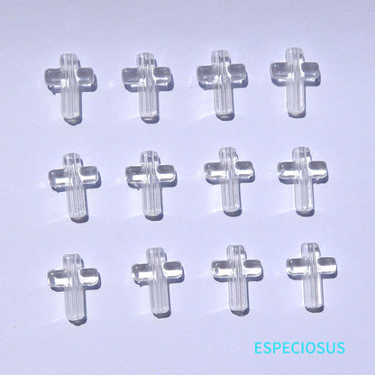 Transparent Cross Acrylic Beads 16mm Colored Glossy 100pcs 13