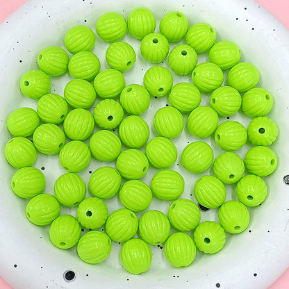 Painted Round Acrylic Beads 12mm Creamy Pumpkin Matte 100pcs 10