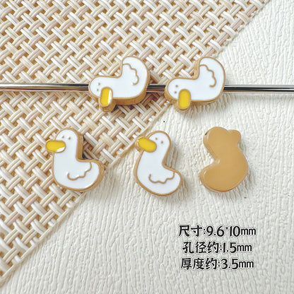 Baking Painted Duck and Strawberry Cake Metal Beads 13/10mm 20pcs 22
