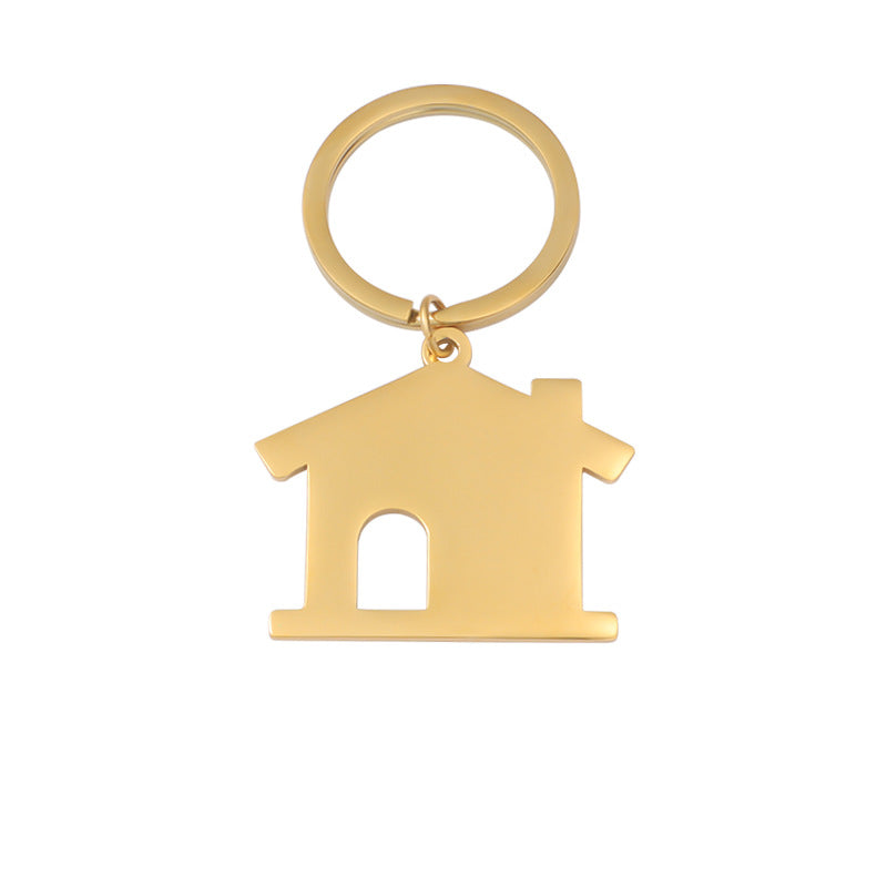 Creative Stainless Steel House Shape Keychain Silver Gold Rose Gold 5