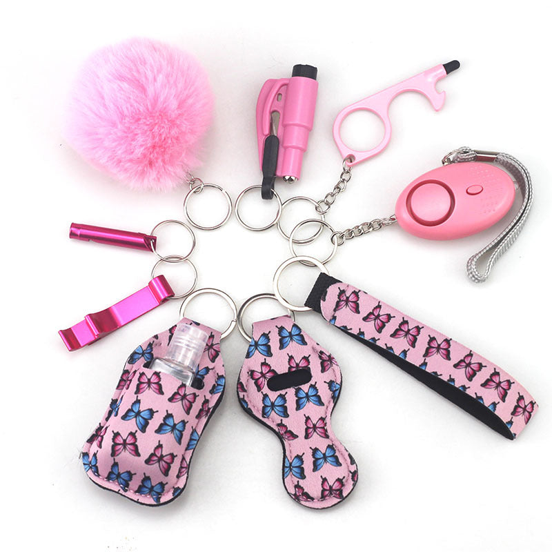 Self Defense Alarm Pompom Keychain Outdoor Safety 10 Pack 26