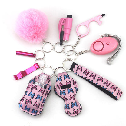 Self Defense Alarm Pompom Keychain Outdoor Safety 10 Pack 26