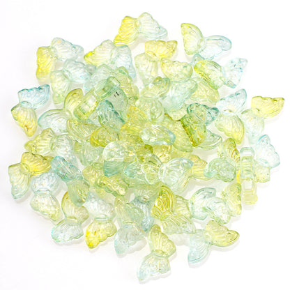 Czech Glass Beads Butterfly 8 15mm Dual Color Gradient Transparent 50pcs 8