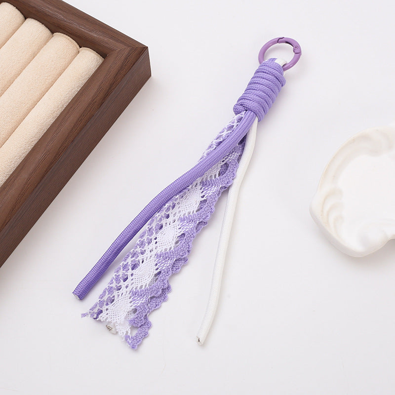 Braided Boho Lace Tassel Crochet Keychain Polyester 19cm 4pcs 13