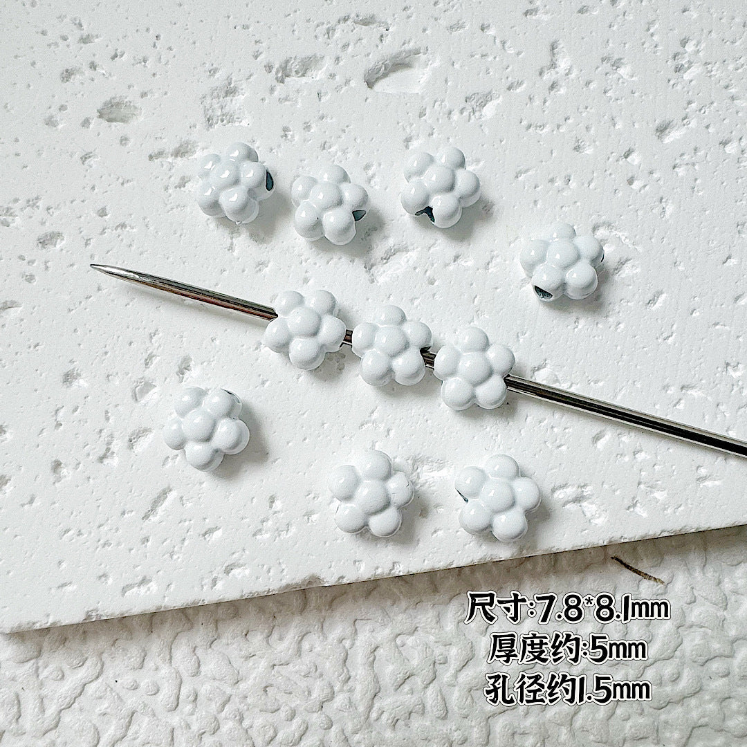Heart Circle Floral Metal Beads Painted Solid Color Bulk 20pcs 30