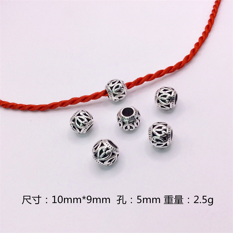 Hollow Spherical Metal Beads Large Hole Intricate Floral Cut-Out 100pcs 7