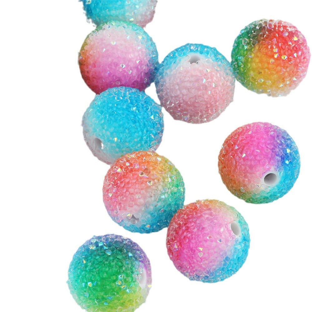 Gradient Bubblegum Beads 18mm Pink to Blue Sparkle Textured 10pcs 5