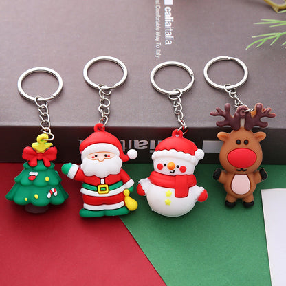 Silicone Christmas Snowman Keychain Cartoon Holiday Characters 6