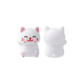 Silicone 3D Focal Beads Cat White Body Pink Paws Front and Back