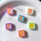 UV Plating Square Acrylic Beads 10mm Colorful Imitation Opal 10pcs 4
