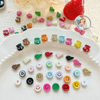 Round Metal Beads Baking Painted Smiling Chocolate Series 20pcs