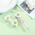 Heart Acrylic Beads 3D Flower Design Rhinestone Embellished 10pcs 6