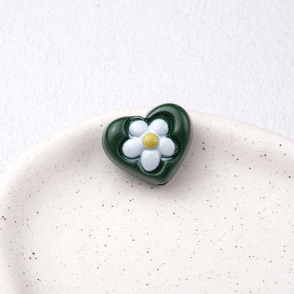 Floral Heart Acrylic Beads 21mm Colorful Mixed 50pcs 15