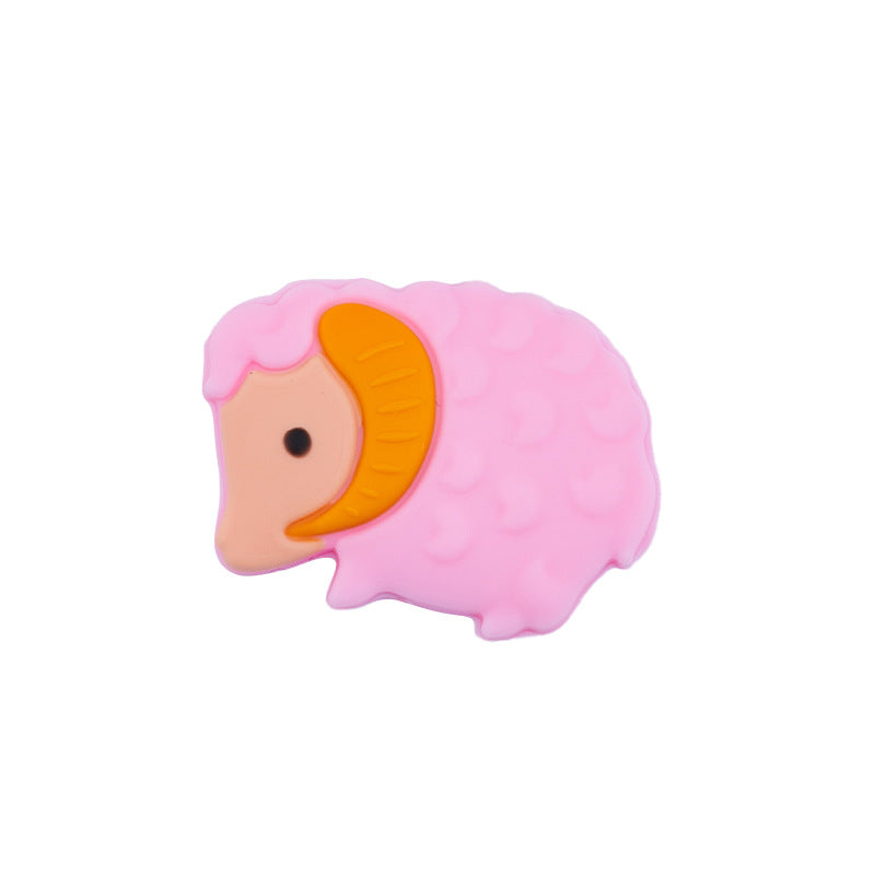 Silicone Focal Beads Little Sheep Golden Horns Side Profile 10pcs 10