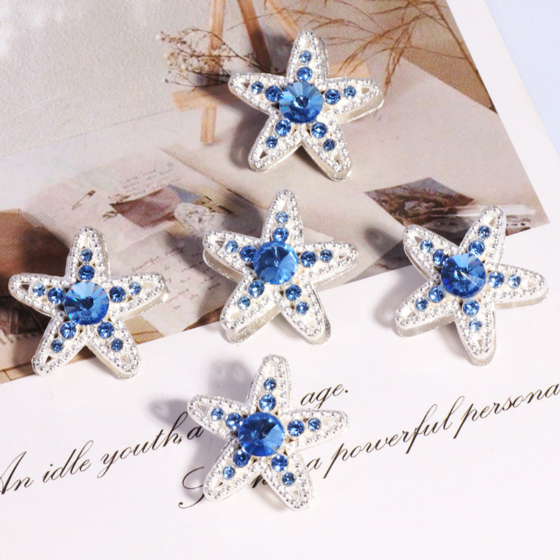 Double Sided Star Rhinestone Beads 21mm Alloy Encrusted 6pcs 11