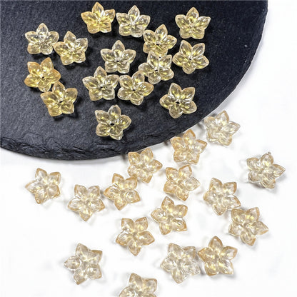 Czech Glass Beads Flower Five Petal 12mm Red Gold Spring 50pcs 4
