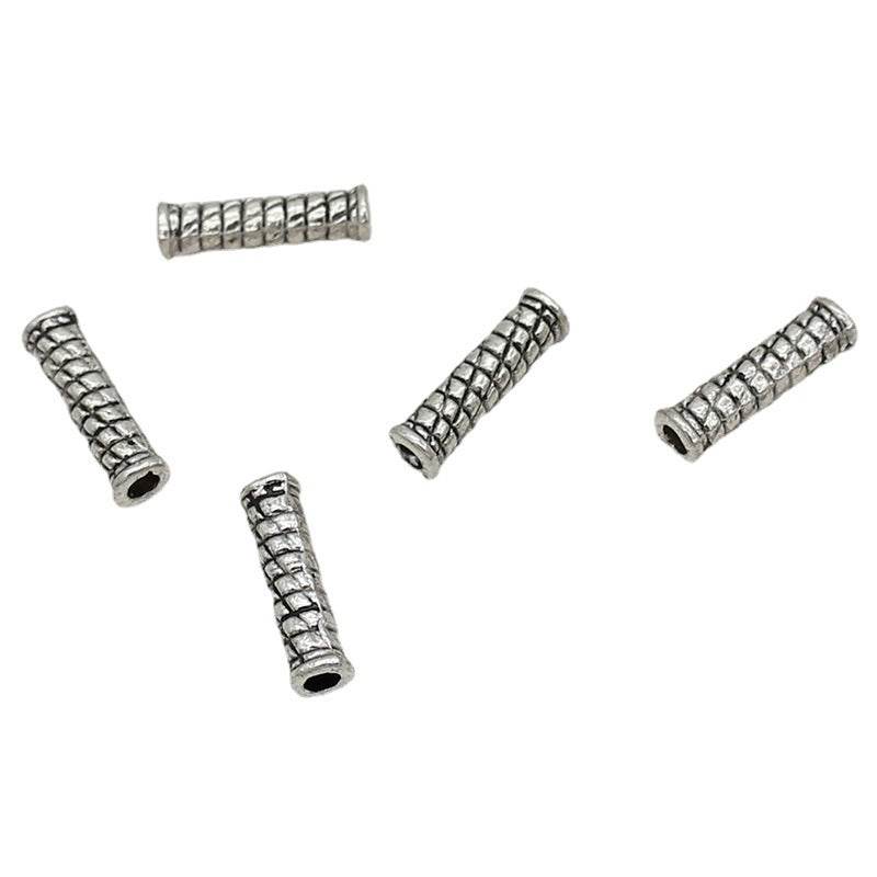 Tube Metal Beads 14mm Tibetan Silver Tone Cabled Pattern 1pc 5