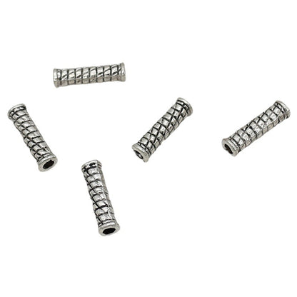 Tube Metal Beads 14mm Tibetan Silver Tone Cabled Pattern 1pc 5