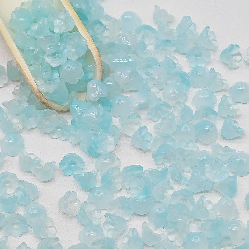 Campanula Flower Glass Beads 7x12mm Frosted Glossy Pastel 50pcs 14