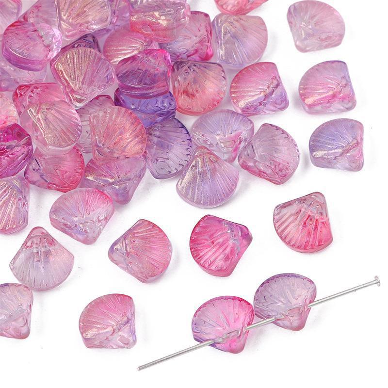 Electroplated Shell Glass Beads 10mm Iridescent Gradient 40pcs 11