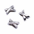 X Shaped Metal Beads 7x10mm Polished Silver Tone Large Hole 200pcs 3