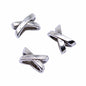 X Shaped Metal Beads 7x10mm Polished Silver Tone Large Hole 200pcs 3