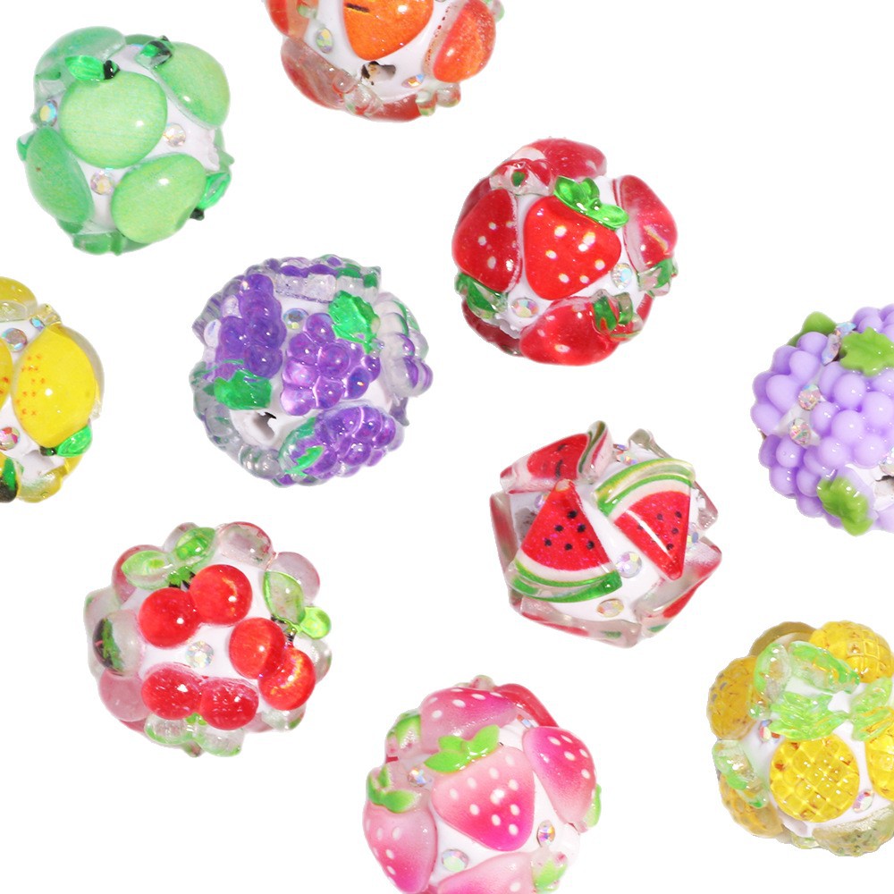 Embellished Bubblegum Beads 18mm Fruit Slice Colorful 10pcs 5