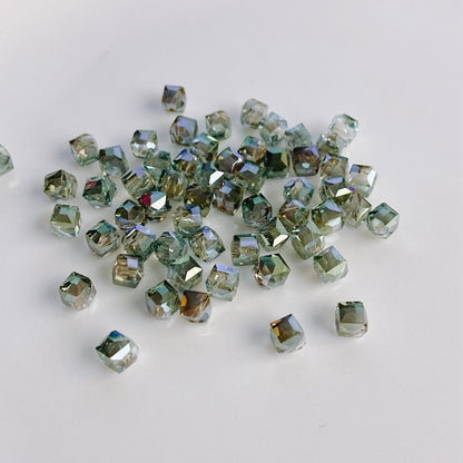 Geometric Square Glass Beads 5mm Transparent Perforated 10pcs 6