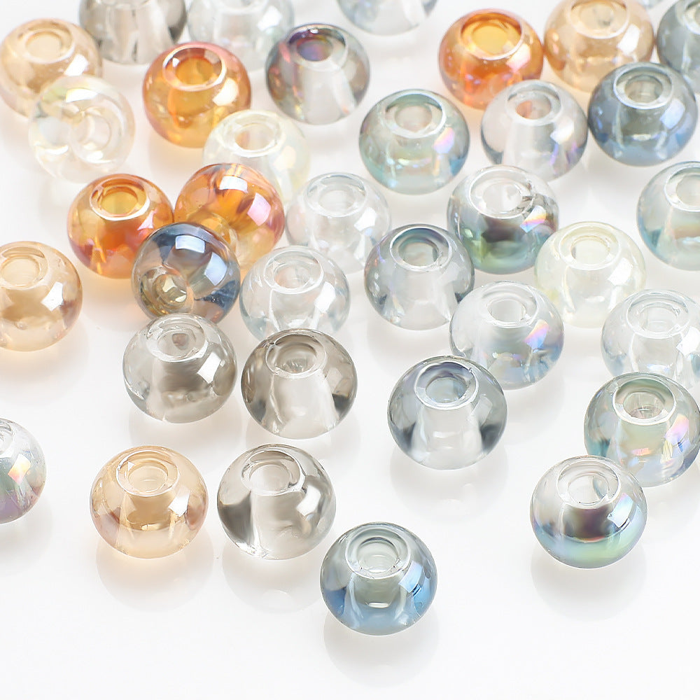 Glass Smooth Spacer Beads 8mm 10mm Large Hole Electroplated 50pcs 3