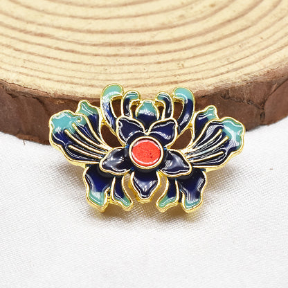 Fringed Iris Flower Metal Beads 28mm Cloisonne Enamel Zinc Alloy 10pcs 4