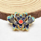 Fringed Iris Flower Metal Beads 28mm Cloisonne Enamel Zinc Alloy 10pcs 4