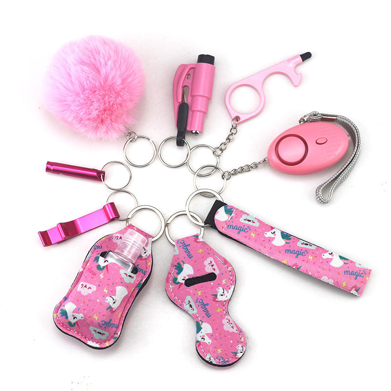 Self Defense Alarm Pompom Keychain Outdoor Safety 10 Pack 29