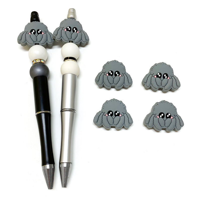 Silicone Focal Beads Octopus Fish Shy Expression Grey 20pcs 3