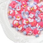 Painted Flower Acrylic Beads 16mm Round 14x18mm Square Purple Hand Painted 1pc 5
