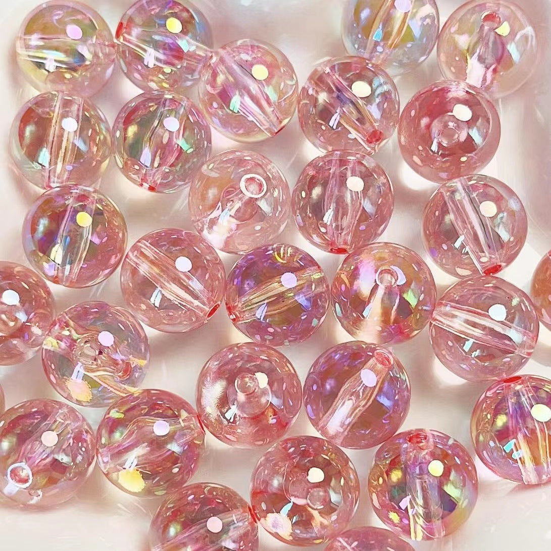 Dazzling Round Acrylic Beads 16mm UV Plating Pastel Colors 100pcs 7