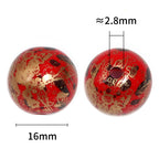 Plating Round Acrylic Beads 16mm Gilded Stamping Ethnic Style 50pcs 3