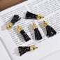 Glitter Mini PU Leather Tassels with Gold Caps 36mm 50pcs 13