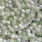 Crackle Round Glass Beads 10mm Ice Cracked Half Color Milk Cap 100pcs 4