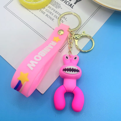 Silicone Rainbow Friends Cartoon Character Keychain with Star Strap 26