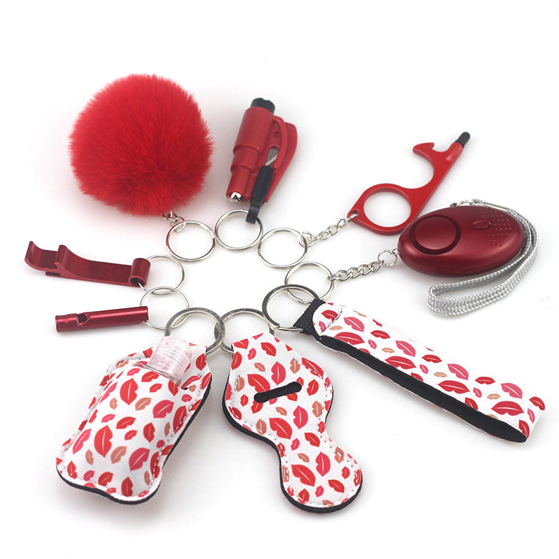 Self Defense Alarm Pompom Keychain Outdoor Safety 10 Pack 12