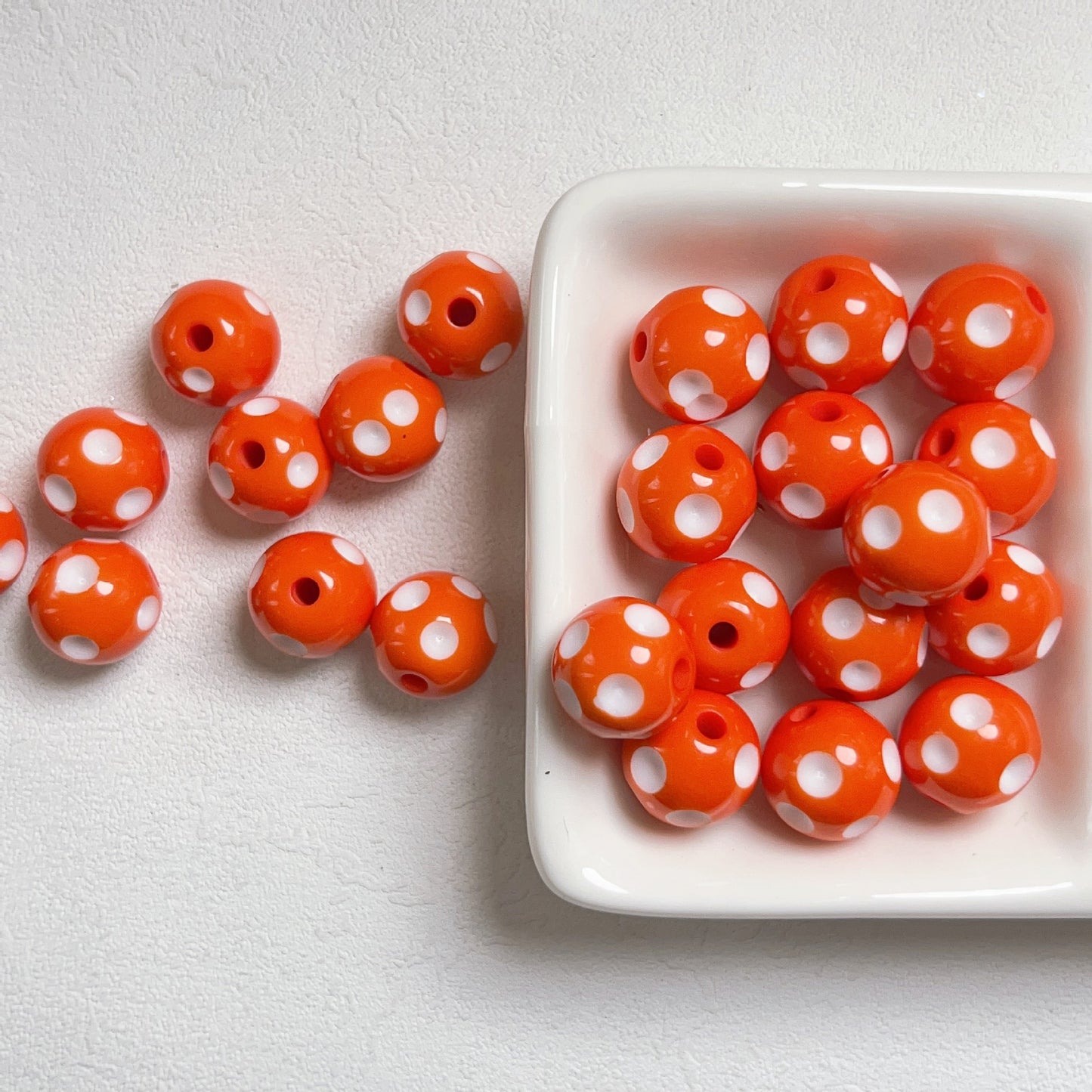 Bright Polka Dot Resin Beads 12mm Glossy Multicolor 20pcs 17